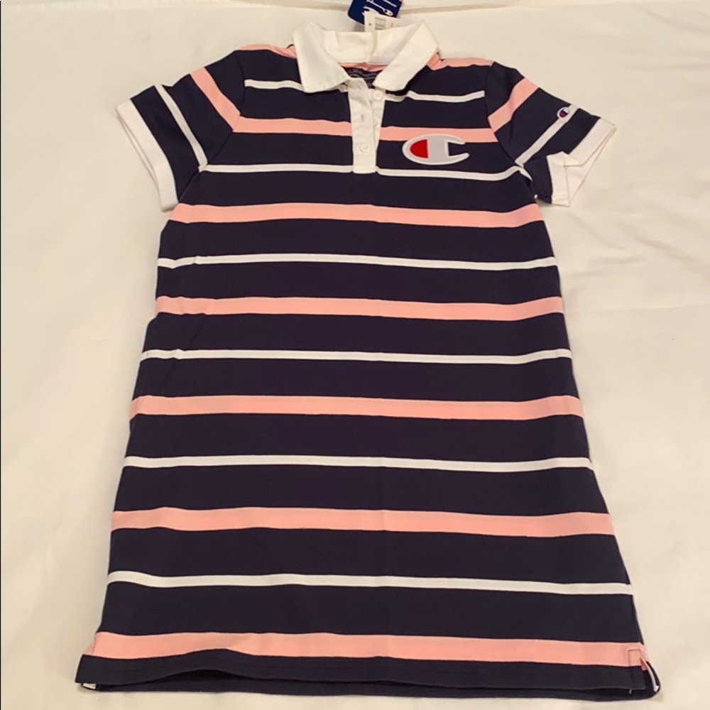 CHAMPION Navy Striped Rugby Dress Youth XL